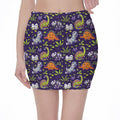 Cute Dino Halloween Pattern Print Pencil Mini Skirt