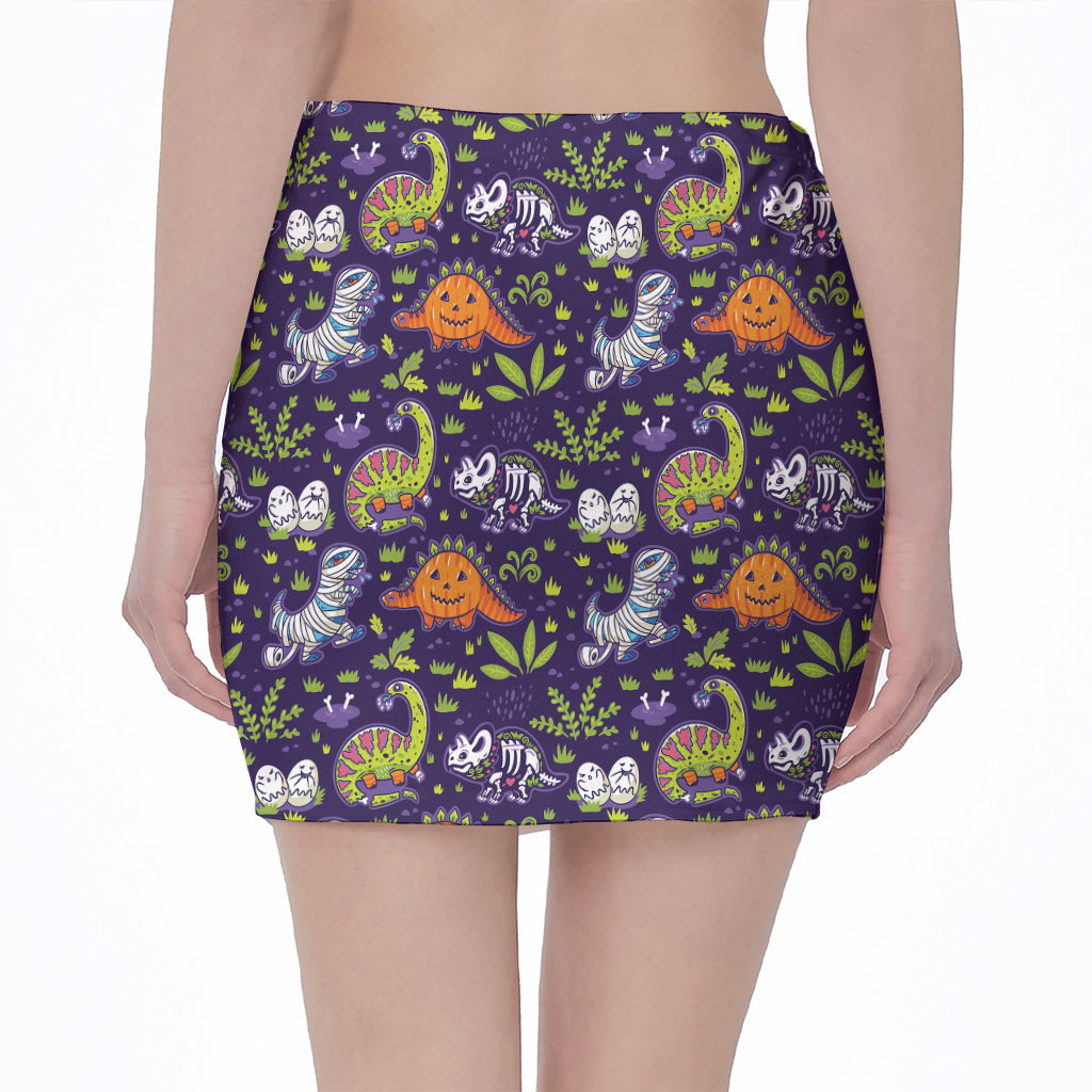 Cute Dino Halloween Pattern Print Pencil Mini Skirt