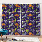 Cute Dino Halloween Pattern Print Pencil Pleat Curtains