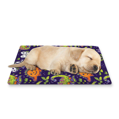 Cute Dino Halloween Pattern Print Pet Cooling Mat Cover
