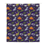 Cute Dino Halloween Pattern Print Polyester Shower Curtain