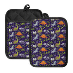 Cute Dino Halloween Pattern Print Pot Holders With Pocket