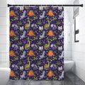 Cute Dino Halloween Pattern Print Premium Shower Curtain