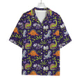 Cute Dino Halloween Pattern Print Rayon Hawaiian Shirt