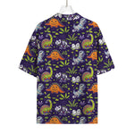 Cute Dino Halloween Pattern Print Rayon Hawaiian Shirt