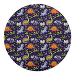 Cute Dino Halloween Pattern Print Round Blanket