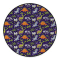 Cute Dino Halloween Pattern Print Round Floor Mat