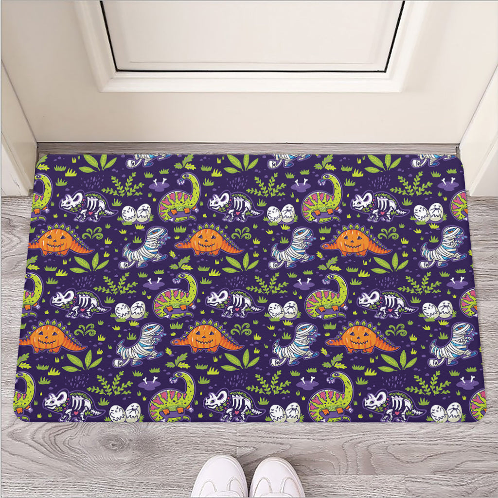 Cute Dino Halloween Pattern Print Rubber Doormat