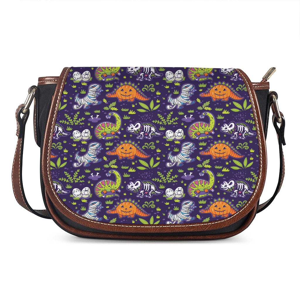Cute Dino Halloween Pattern Print Saddle Bag