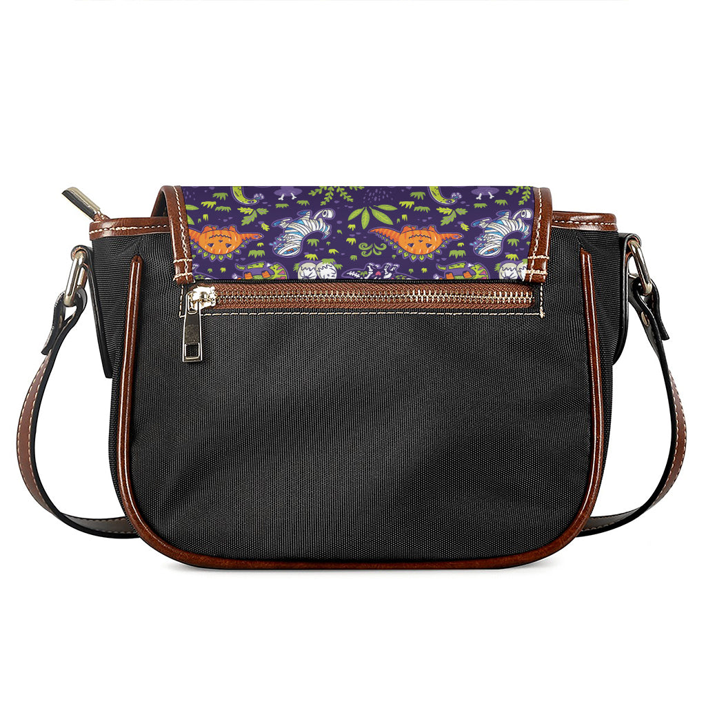 Cute Dino Halloween Pattern Print Saddle Bag
