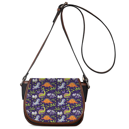 Cute Dino Halloween Pattern Print Saddle Bag