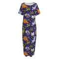 Cute Dino Halloween Pattern Print Short Sleeve Long Nightdress