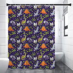 Cute Dino Halloween Pattern Print Shower Curtain