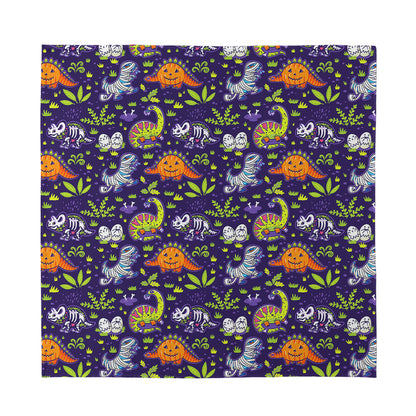 Cute Dino Halloween Pattern Print Silk Bandana