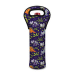 Cute Dino Halloween Pattern Print Single Neoprene Wine Tote