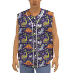 Cute Dino Halloween Pattern Print Sleeveless Baseball Jersey