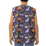 Cute Dino Halloween Pattern Print Sleeveless Baseball Jersey