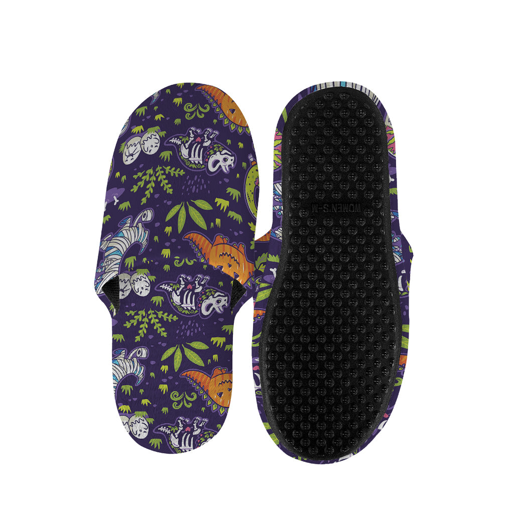 Cute Dino Halloween Pattern Print Slippers