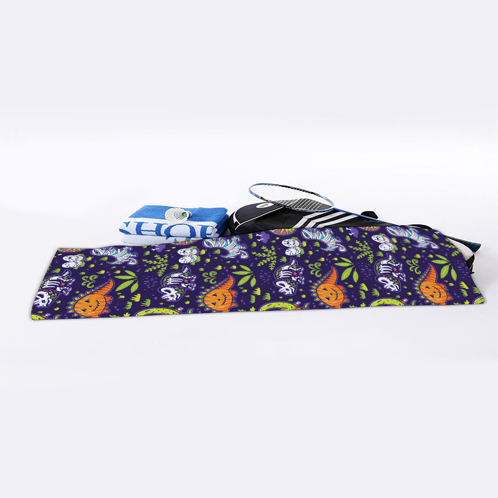 Cute Dino Halloween Pattern Print Sports Towel