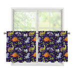 Cute Dino Halloween Pattern Print Tier Curtains
