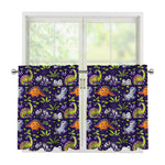 Cute Dino Halloween Pattern Print Tier Curtains