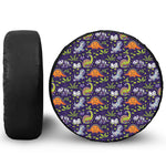 Cute Dino Halloween Pattern Print Tire Cover
