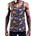 Cute Dino Halloween Pattern Print Men's Workout Tank Top