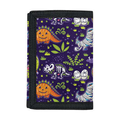 Cute Dino Halloween Pattern Print Trifold Wallet