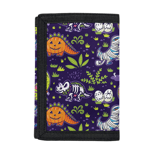 Cute Dino Halloween Pattern Print Trifold Wallet