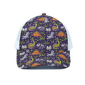 Cute Dino Halloween Pattern Print White Mesh Trucker Hat