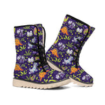Cute Dino Halloween Pattern Print Winter Boots