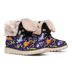 Cute Dino Halloween Pattern Print Winter Boots
