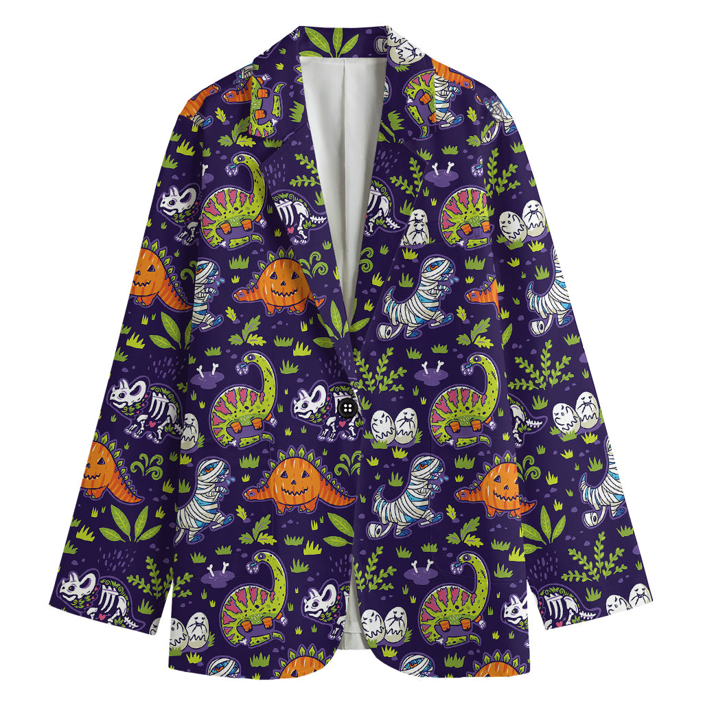 Cute Dino Halloween Pattern Print Women's Blazer