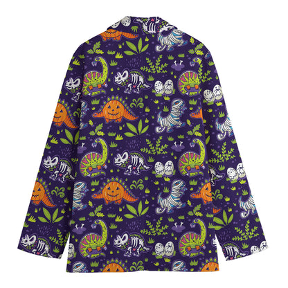 Cute Dino Halloween Pattern Print Women's Blazer