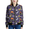 Cute Dino Halloween Pattern Print Women's Bomber Jacket