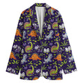 Cute Dino Halloween Pattern Print Women's Cotton Blazer