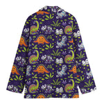 Cute Dino Halloween Pattern Print Women's Cotton Blazer