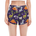 Cute Dino Halloween Pattern Print Women's Split Running Shorts