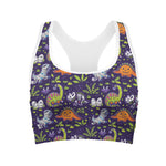 Cute Dino Halloween Pattern Print Women's Sports Bra
