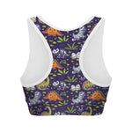 Cute Dino Halloween Pattern Print Women's Sports Bra