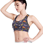 Cute Dino Halloween Pattern Print Women's Sports Bra