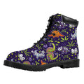 Cute Dino Halloween Pattern Print Padded Collar Lace Up Boots