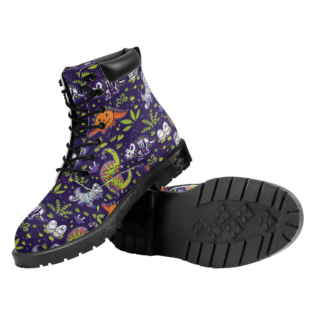 Cute Dino Halloween Pattern Print Work Boots
