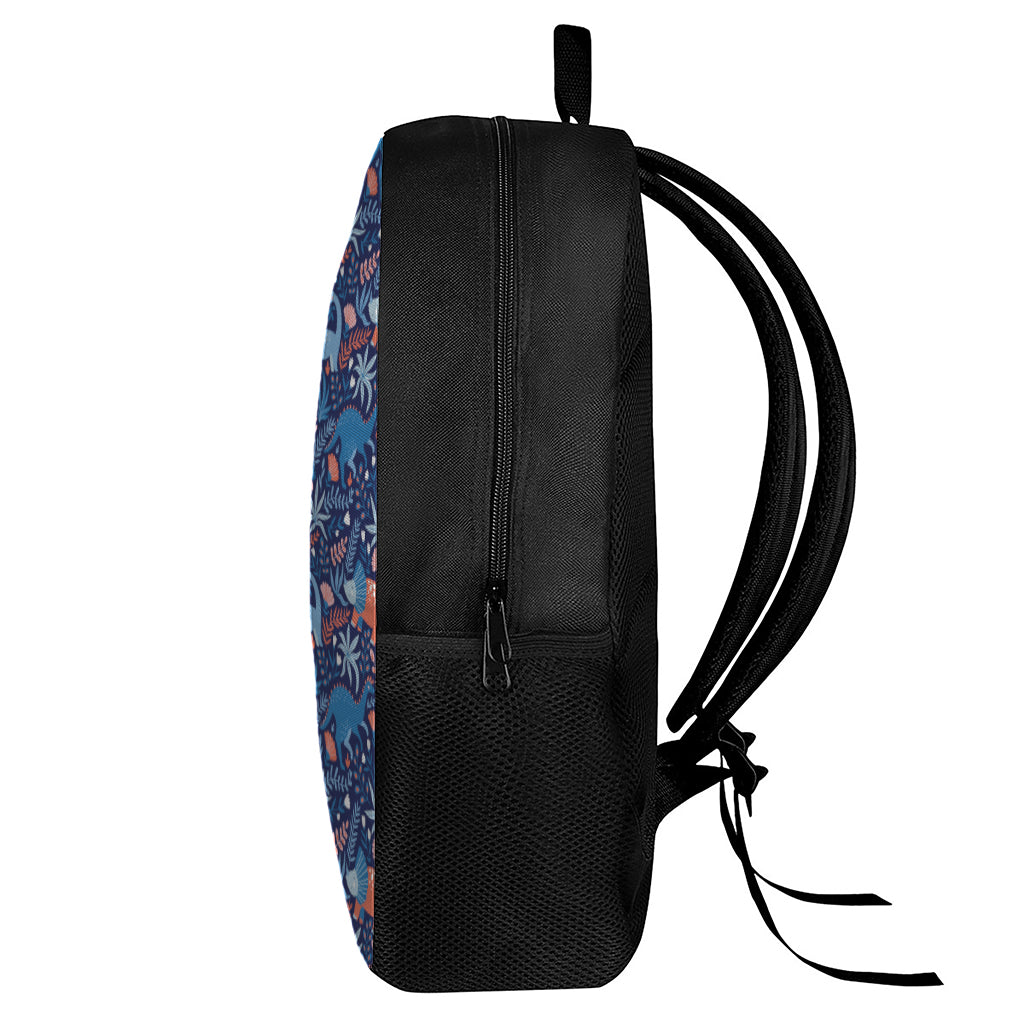 Cute Dino Leaves And Flowers Print 17 Inch Backpack