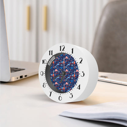 Cute Dino Leaves And Flowers Print Alarm Clock