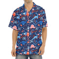 Cute Dino Leaves And Flowers Print Aloha Shirt