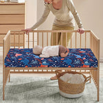 Cute Dino Leaves And Flowers Print Baby Crib Sheet