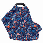 Cute Dino Leaves And Flowers Print Baby Seat Cover