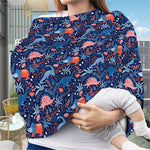Cute Dino Leaves And Flowers Print Baby Seat Cover