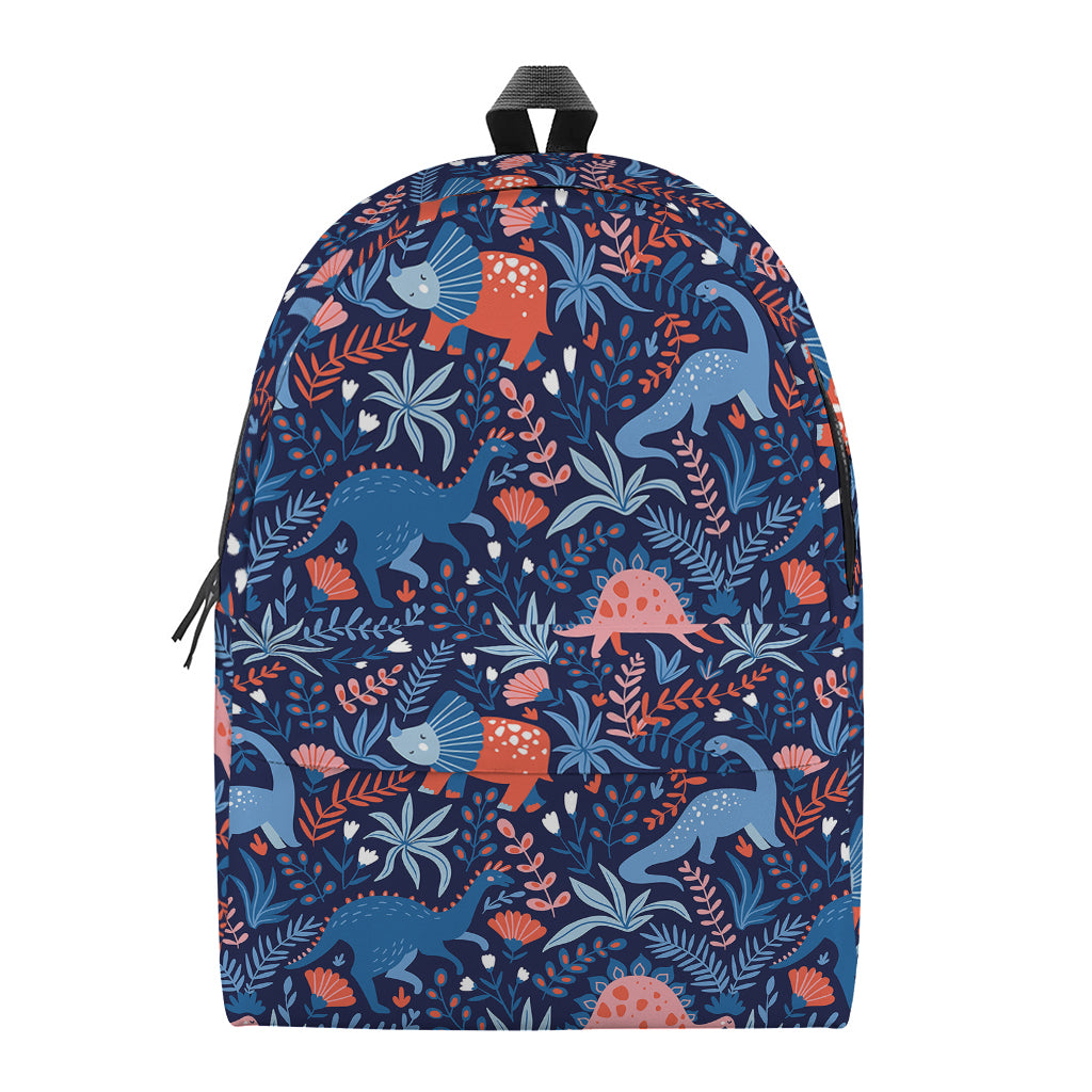 Cute Dino Leaves And Flowers Print Backpack